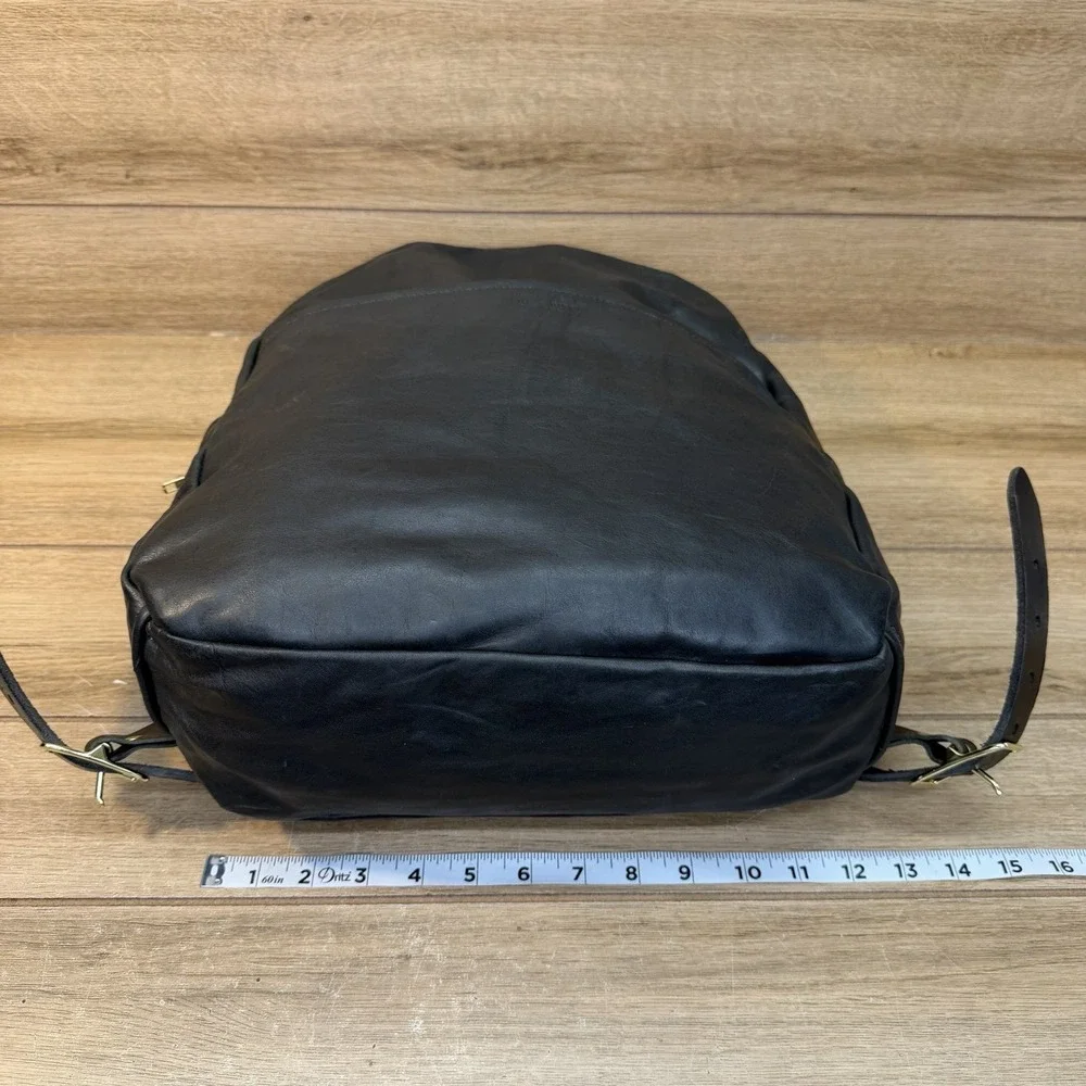 Rare Howl + Hide Backpack Full Grain Black Leather Work Travel Indianapolis USA